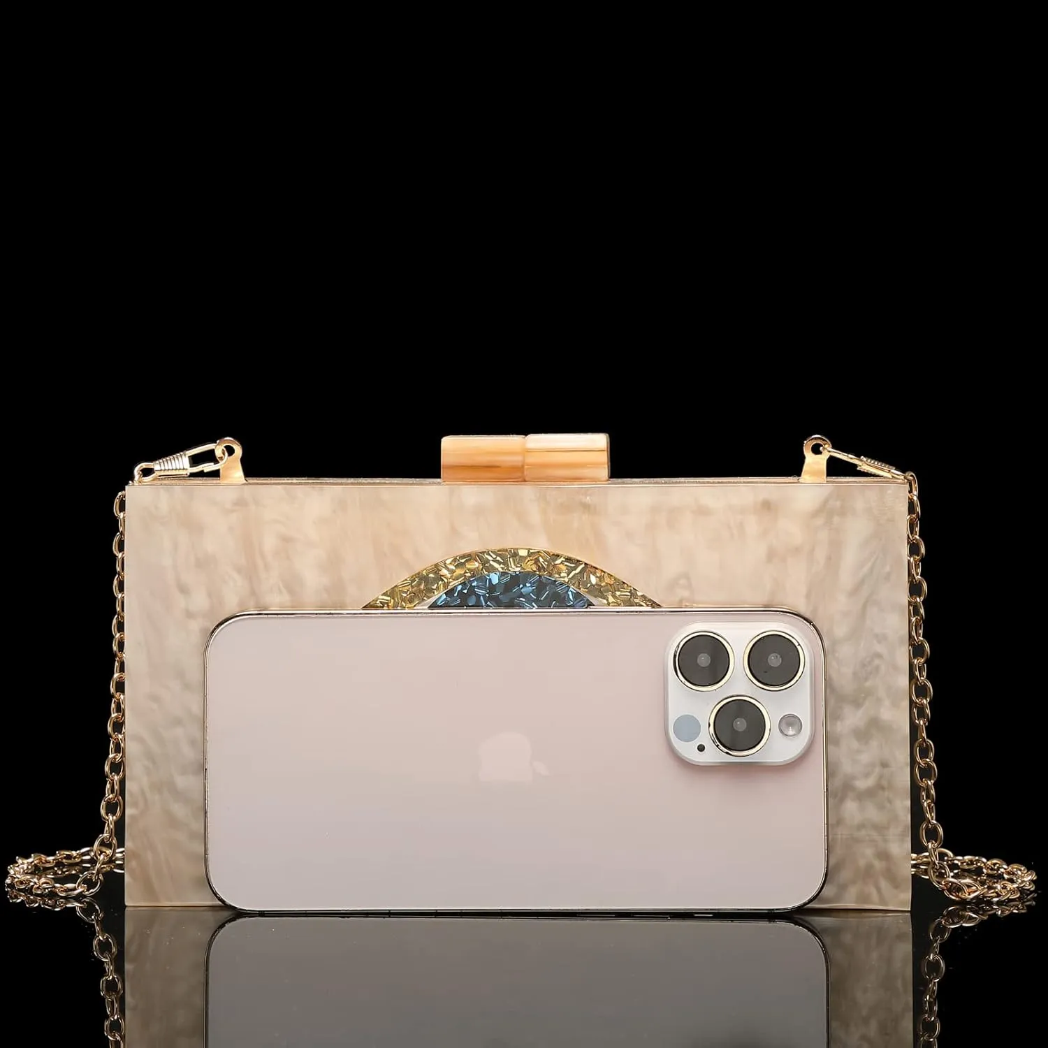 LETODE Clutch Purses for Women-Evil Eye Acrylic Clutch Glitter Purse Evening Bag Chain Shoulder Crossbody Handbags