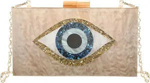 LETODE Clutch Purses for Women-Evil Eye Acrylic Clutch Glitter Purse Evening Bag Chain Shoulder Crossbody Handbags