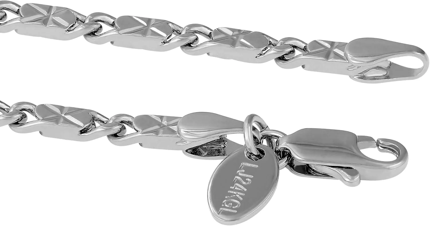 LIFETIME JEWELRY Womens Gold Anklet 4mm Diamond Cut Star Flat Link Chain Ankle Bracelet 24k Gold Plated