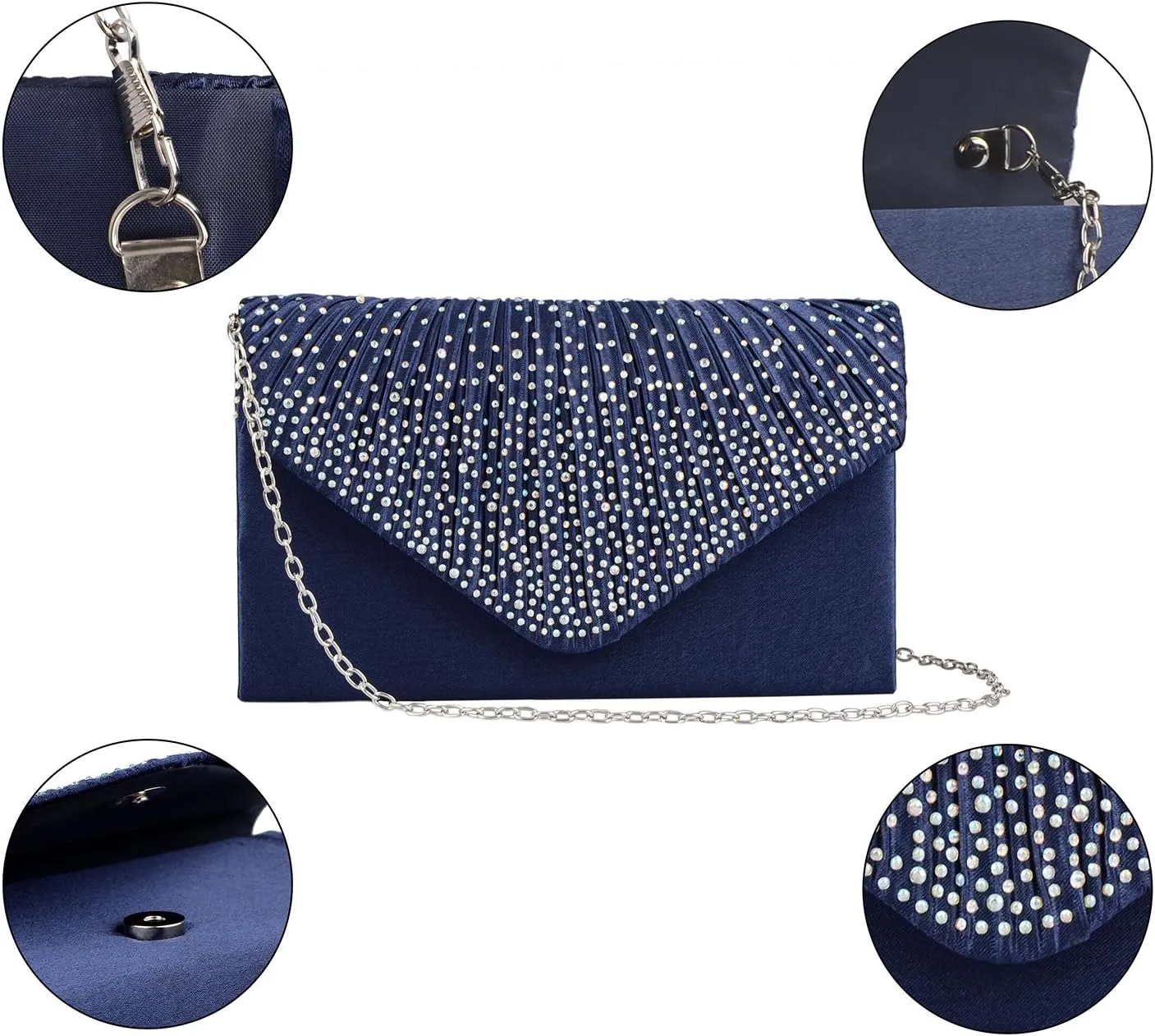 LIFEWISH Envelope Evening Bag Glitter Rhinestone Clutch Purse Wedding Party Shoulder Bag for Women