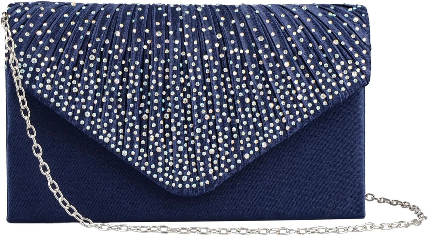 LIFEWISH Envelope Evening Bag Glitter Rhinestone Clutch Purse Wedding Party Shoulder Bag for Women