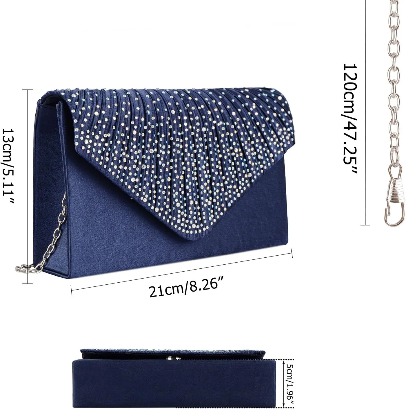 LIFEWISH Envelope Evening Bag Glitter Rhinestone Clutch Purse Wedding Party Shoulder Bag for Women