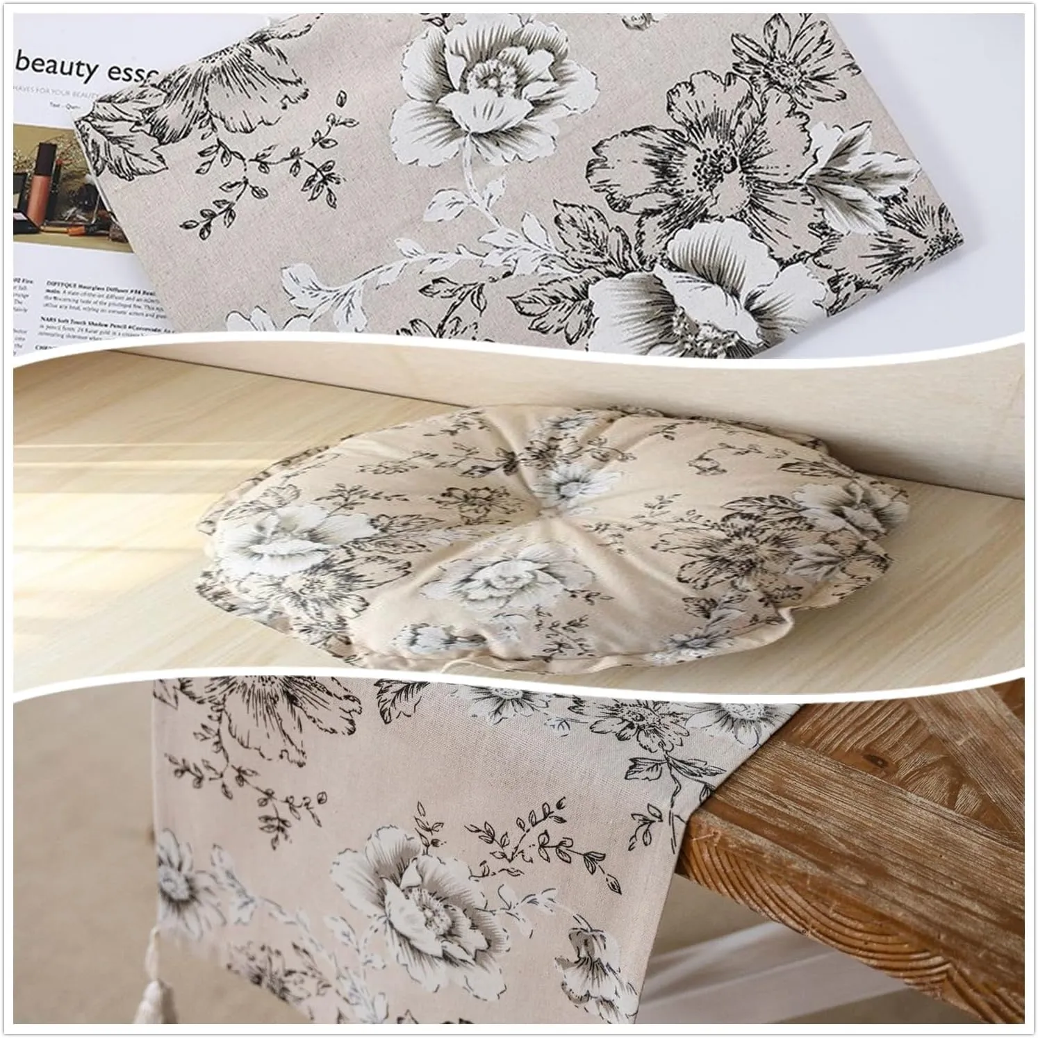 Linen Floral Fabric by The Yard - Upholstery Fabric by The Yard Sewing Quilting Fabric 62 Inch Width for Chairs Sofas Tablecloth Curtains Reupholstery DIY - 3 Yard