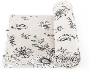 Linen Floral Fabric by The Yard - Upholstery Fabric by The Yard Sewing Quilting Fabric 62 Inch Width for Chairs Sofas Tablecloth Curtains Reupholstery DIY - 3 Yard