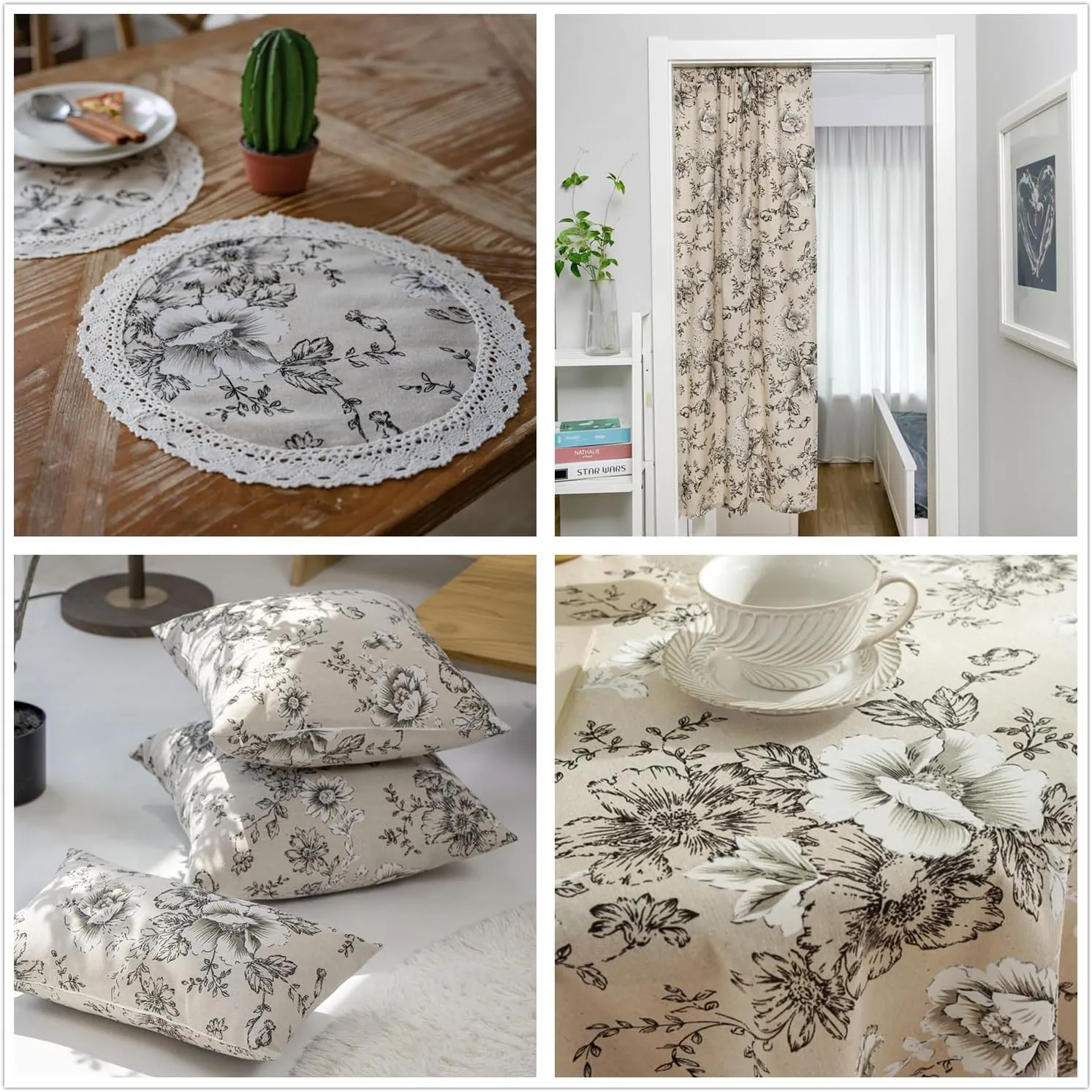 Linen Floral Fabric by The Yard - Upholstery Fabric by The Yard Sewing Quilting Fabric 62 Inch Width for Chairs Sofas Tablecloth Curtains Reupholstery DIY - 3 Yard