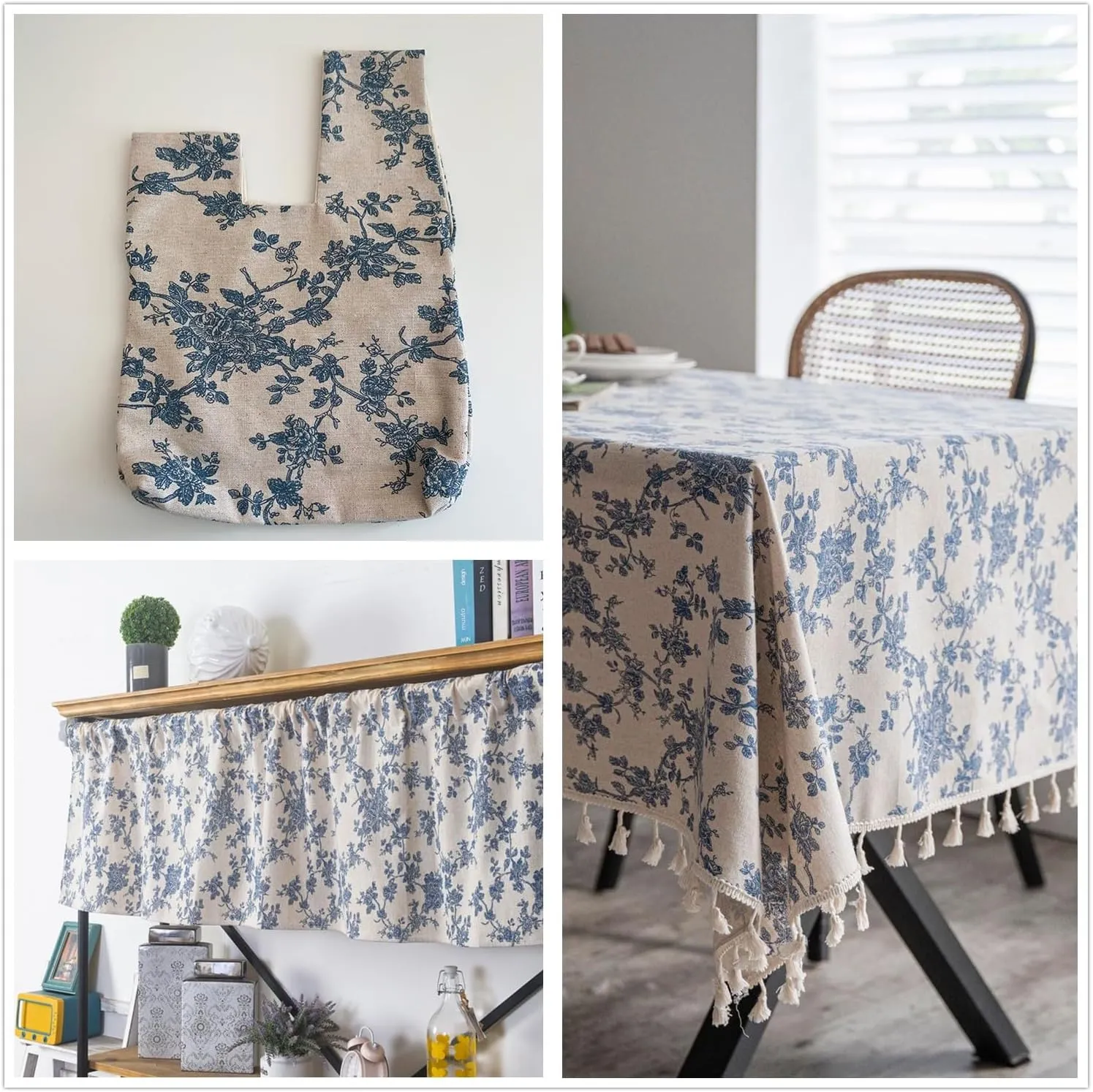 Linen Floral Fabric by The Yard - Upholstery Fabric by The Yard Sewing Quilting Fabric 62 Inch Width for Chairs Sofas Tablecloth Curtains Reupholstery DIY - 3 Yard