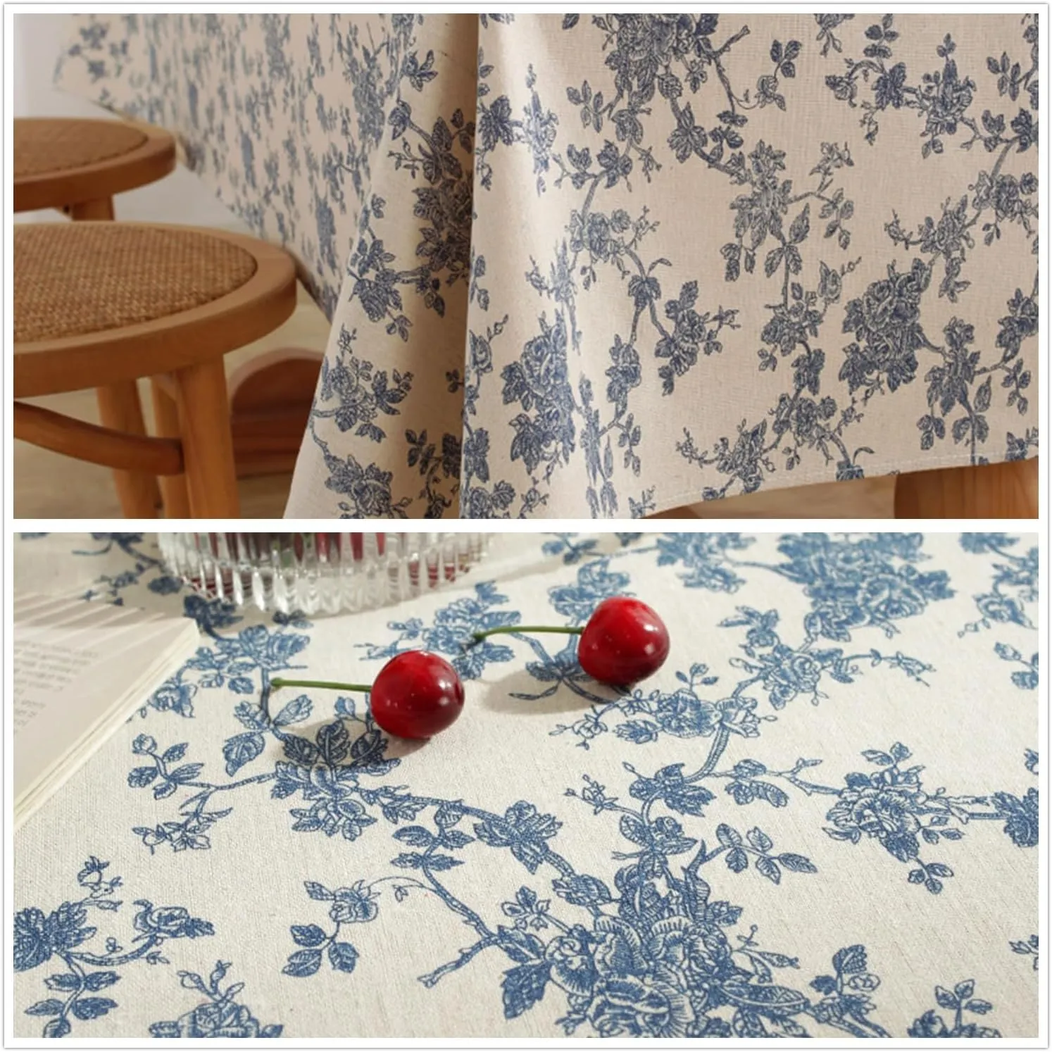 Linen Floral Fabric by The Yard - Upholstery Fabric by The Yard Sewing Quilting Fabric 62 Inch Width for Chairs Sofas Tablecloth Curtains Reupholstery DIY - 3 Yard