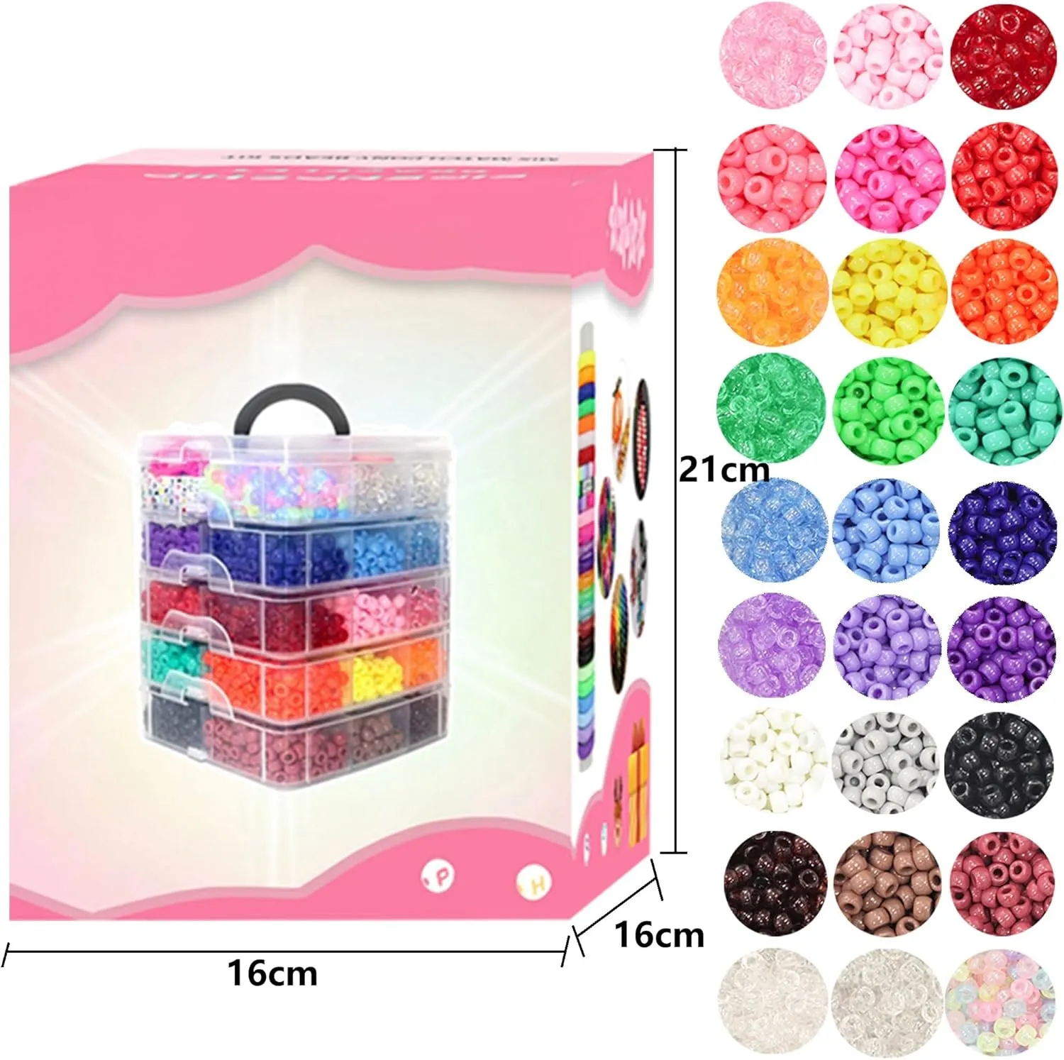 LIS HEGENSA Pony Beads Bulk,Kandi Beads for Necklace Jewelry Making Hair Braiding,Bracelets Making Kits,Hair Bead,Bracelet Beads,Plastic Beads for Crafts Braids Girls (27 Color,6400PCS)