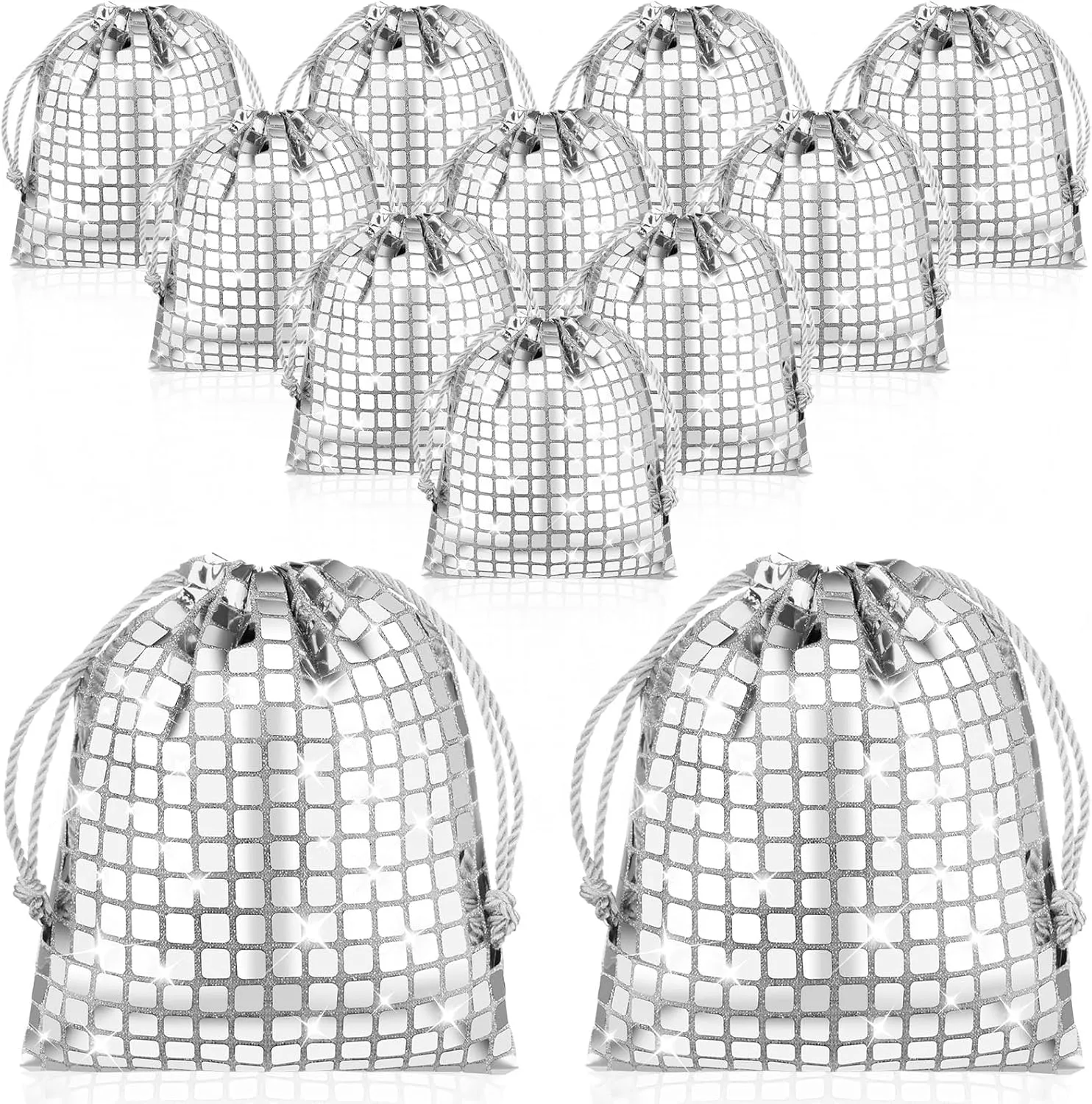 Locmeo 16 Pcs Disco Bags 6 x 7 Inch Disco Sequin Bag Bachelor Party Favors Gift Drawstring Glitter Decoration for 70s 80s Retro Wedding Bridal Shower Bachelor Party