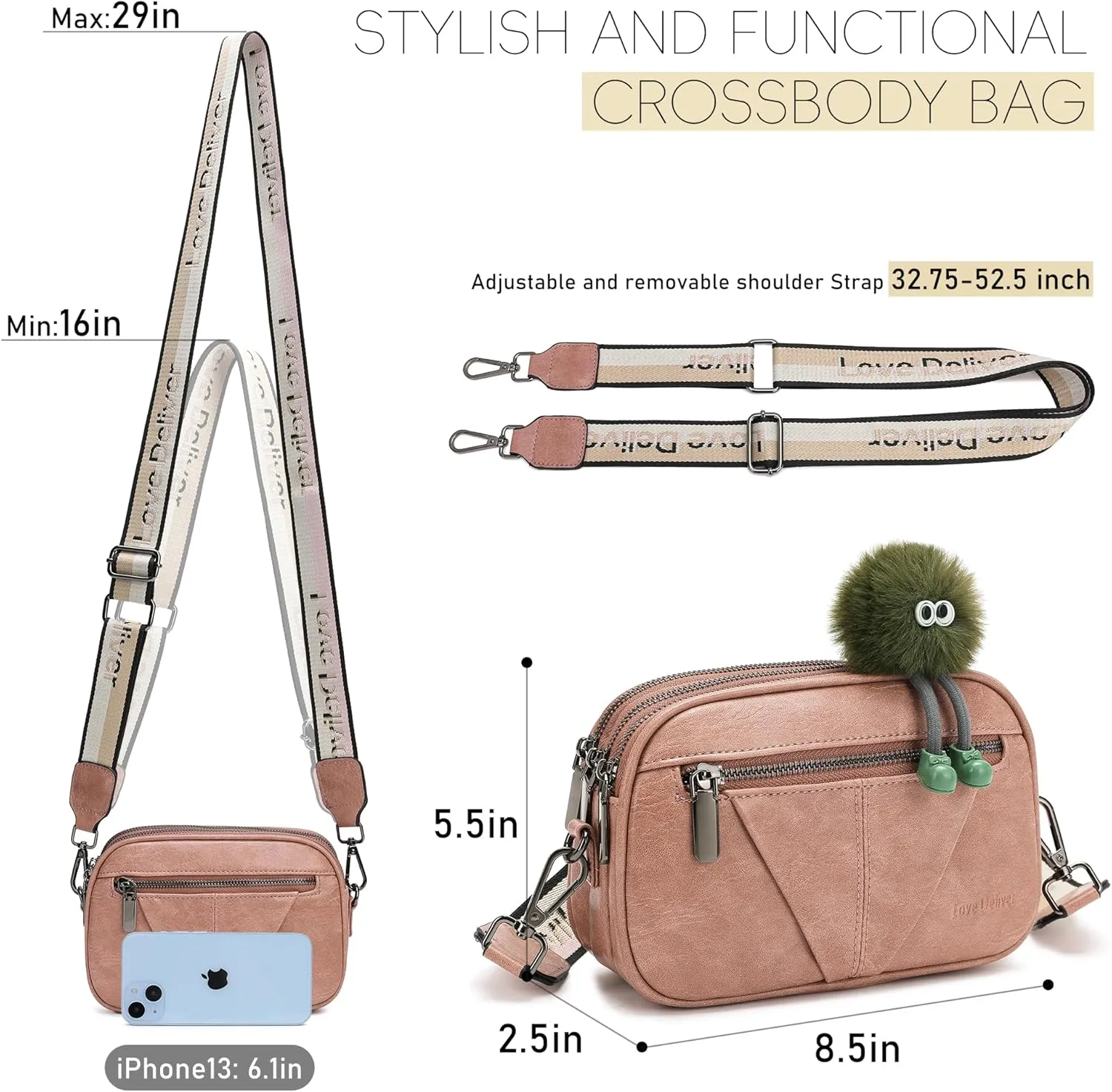 Love Deliver Small Square Crossbody Bags