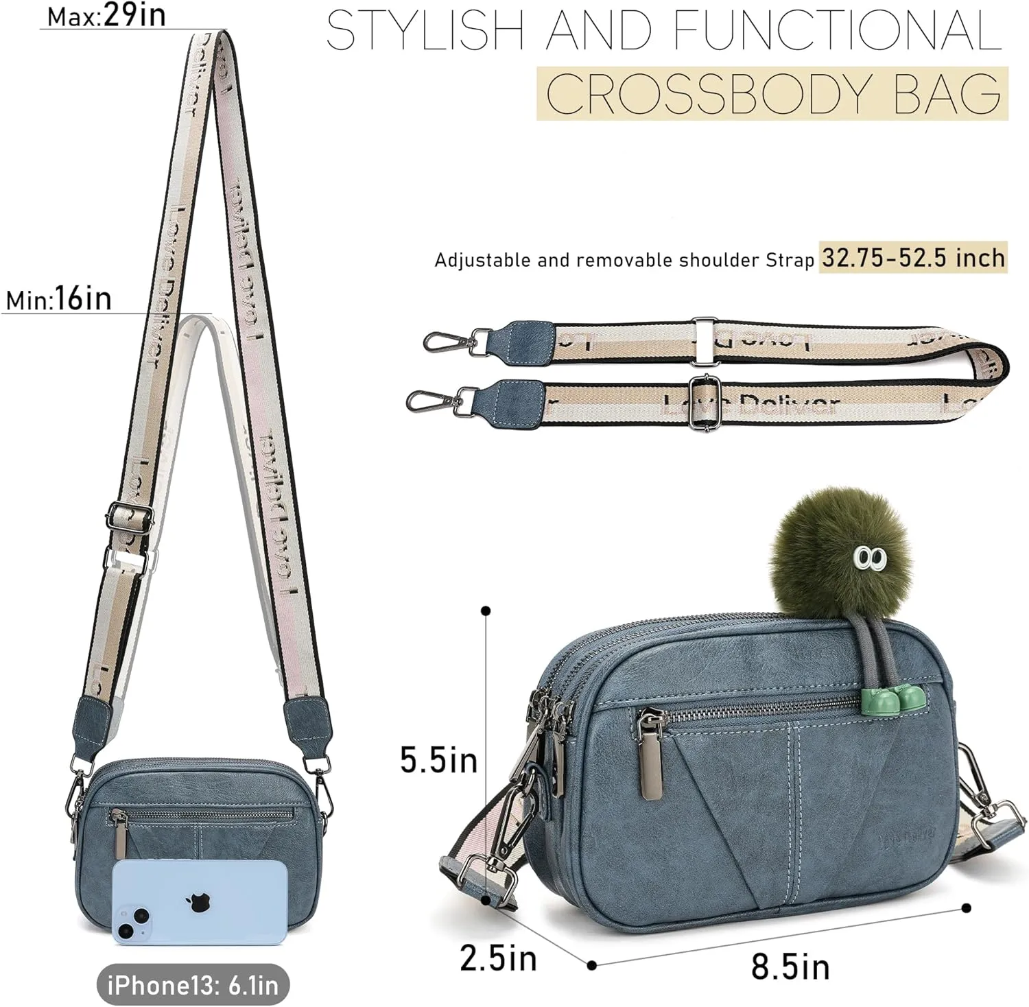 Love Deliver Small Square Crossbody Bags