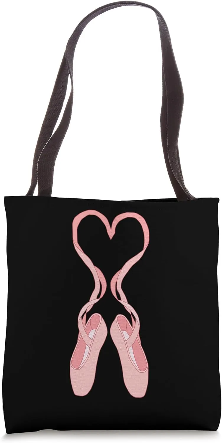 Lovely Heart Pink Ballet Slippers Tote Bag