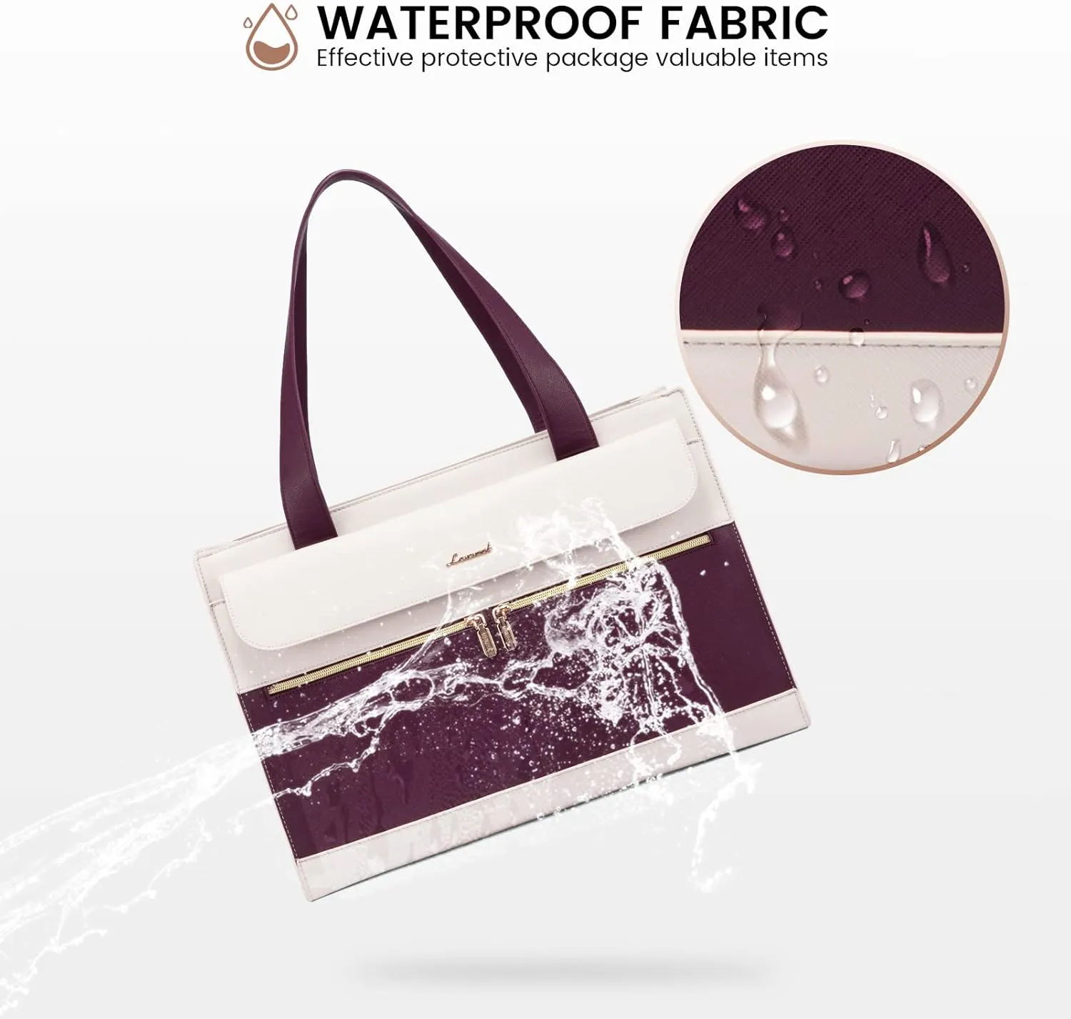 LOVEVOOK Laptop Bag Women 15.6 Inch Laptop Tote Professional Leather Computer Briefcase Waterproof Shoulder Bag Large Capacity Business Teacher Office Crossbody Purse