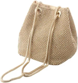 Luxury Women's Shoulder Bag Polyester Bucket Purse Rhinestones Fashion Tote Bag for Women