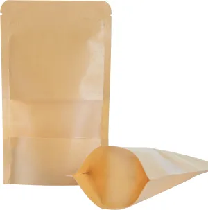 LZLPACKING Kraft Stand Up Pouches bags 100 Pcs,Brown Resealable Bags with Window for Home or Business,Coffee Bags,Zip Lock Food Storage Bags,Sealable Bags for Packaging(5.9×8.6)
