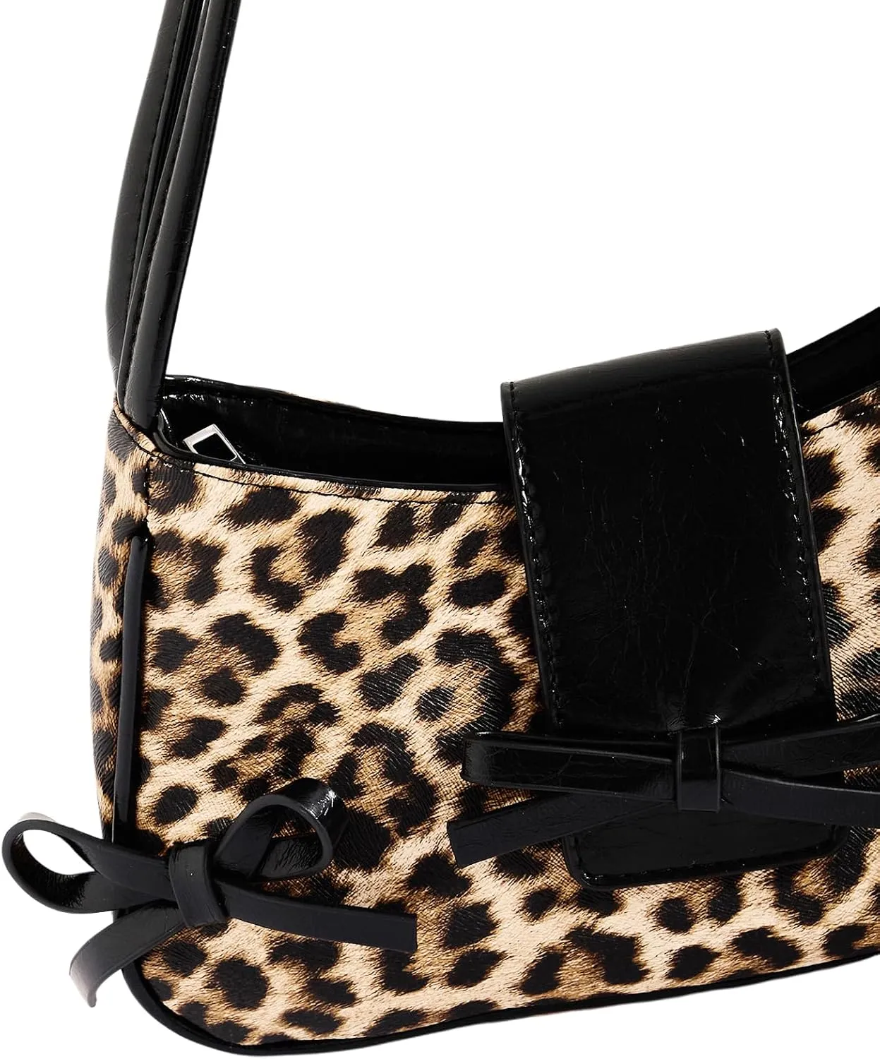 MakeMeChic Women's Bow Shoulder Handbag PU Leather Top Handle Y2K Underarm Bags