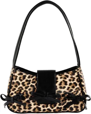 MakeMeChic Women's Bow Shoulder Handbag PU Leather Top Handle Y2K Underarm Bags
