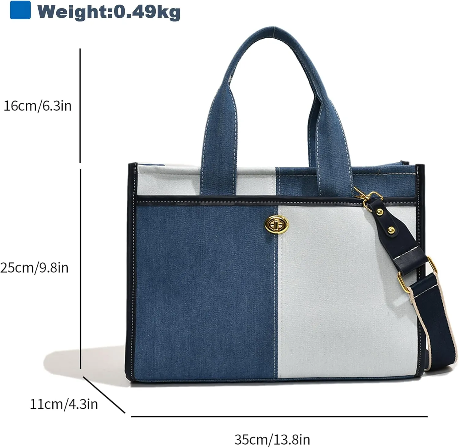 Makukke Denim Tote Bag for Women Large Shoulder Bag Handbag for Work Office Travel Shopping