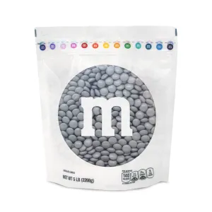 M&M’S WORLD Silver Milk Chocolate Candy Bulk - 5lbs Resealable Pack for Party Favors, Candy Bars, Weddings, Graduations, Birthday Parties, Party Favors, and More