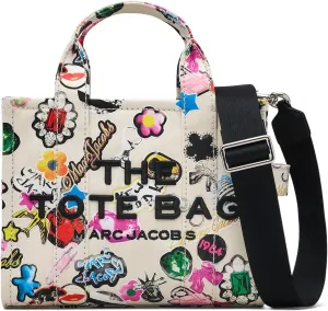 Marc Jacobs The Sticker Canvas Small Tote Bag, White Multi