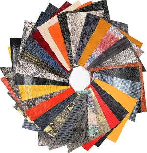 Mardili Printed and Embossed Upholstery Leather Scraps,1.5-2LBs Large Pieces,Square(10" *10") and Irrgular Size