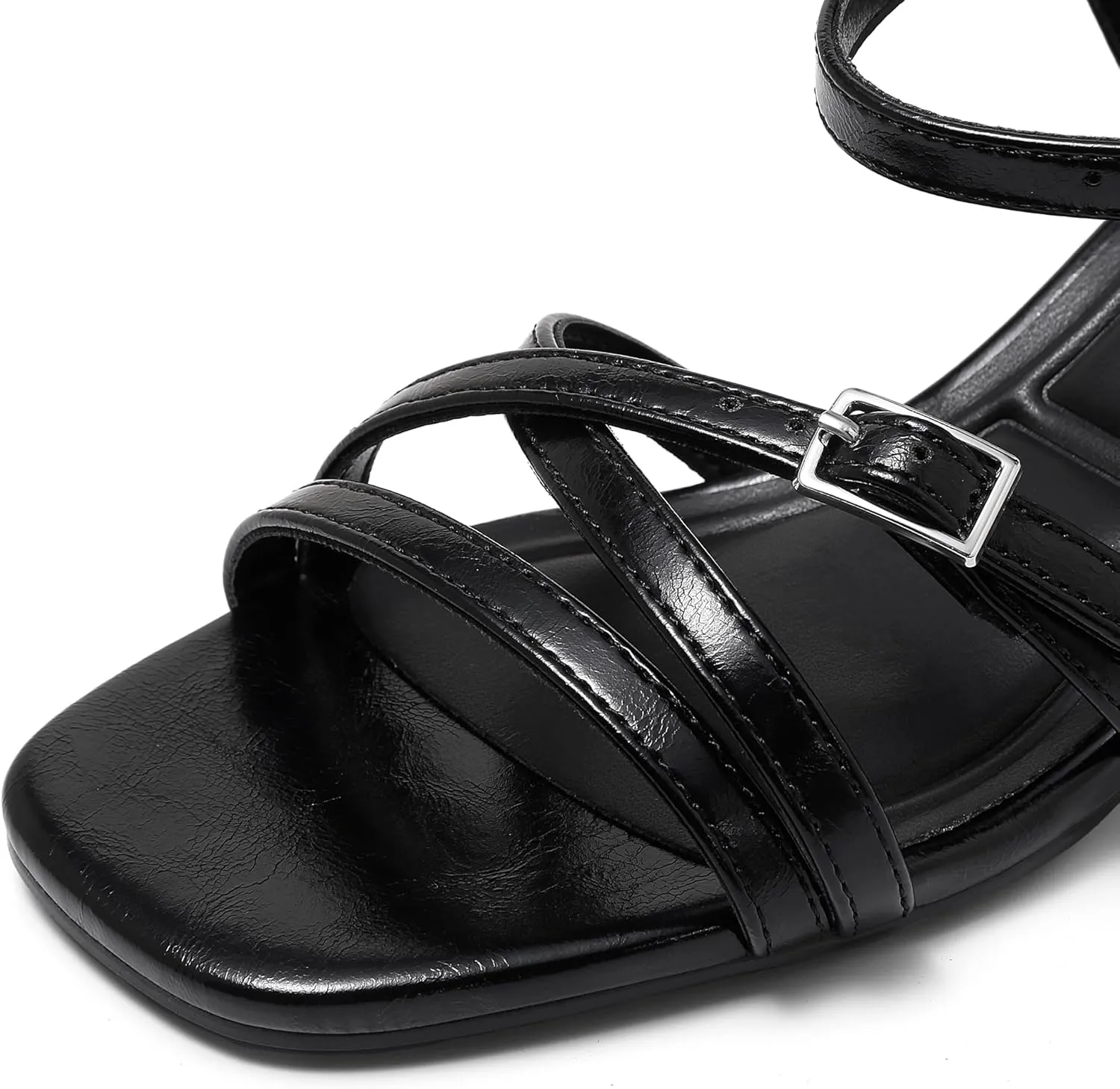 MaxMuxun Womens Wedge Sandals 2025 Square Toe Strappy Sandals 2.75 Inch Wedges Heels Dress Shoes for Women