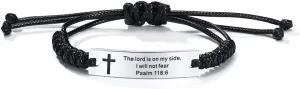 MEALGUET Religious Bible Verse Bracelet Scripture Quotes Inspirational Bracelet Faith Christian Adjustable Cord Stainless Steel Encourage ID Bracelets for Men Women, Customized Gift
