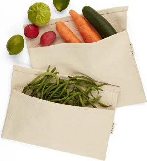 MEEMA Eco-Friendly Vegetable Crisper Bags - Reusable Produce Bags for Lettuce, Veggies, Upcycled Cotton Vegetable Storage Bags, Breathable, Washable, Vegetable Bags for Refrigerator (Large, 2-Pack)