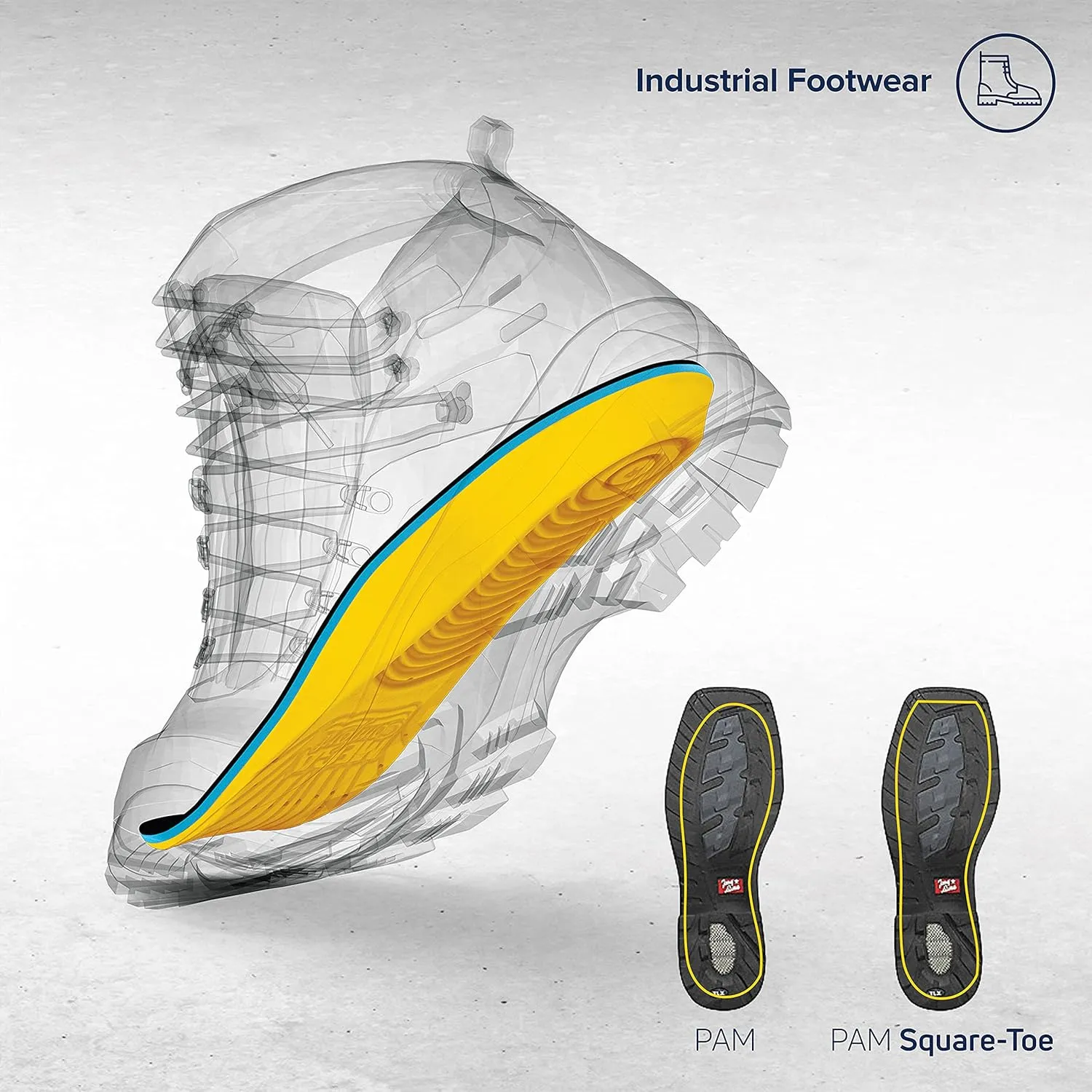 MEGAComfort Square Toe Personal Anti-Fatigue Mat (PAM)® Insole Yellow/Black Men's 14-15 Medium