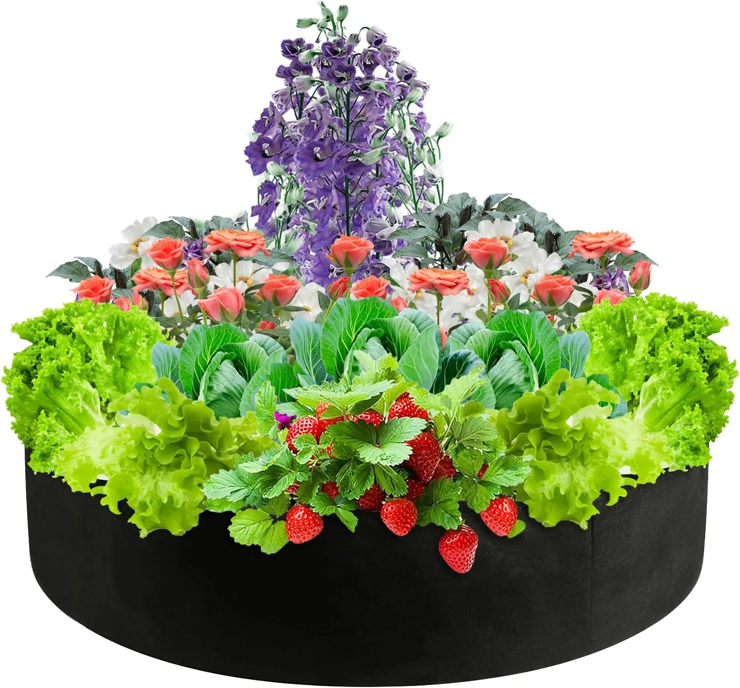 MeiBoAll 2PCS 100 Gallon Plant Grow Bags, Heavy Duty Fabric Round Raised Garden Bed Planter Pots, Raised Garden Planting Bed Round Breathable Felt Planting Container for Flower Vegetable Potato