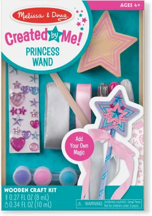 Melissa & Doug Created By Me Paint & Decorate Your Own Wooden Princess Wand Craft Kit, Pink Princess Crafts Great For Rainy Days, Toys For Kids Ages 4 