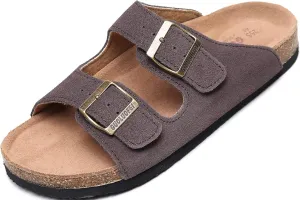 Men's Comfort Sandals with Two Adjustable Straps and Buckles, Fashionable Beach and Casual Slippers,Cork Footbed Sandals for Men