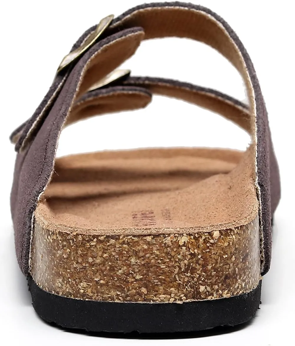 Men's Comfort Sandals with Two Adjustable Straps and Buckles, Fashionable Beach and Casual Slippers,Cork Footbed Sandals for Men