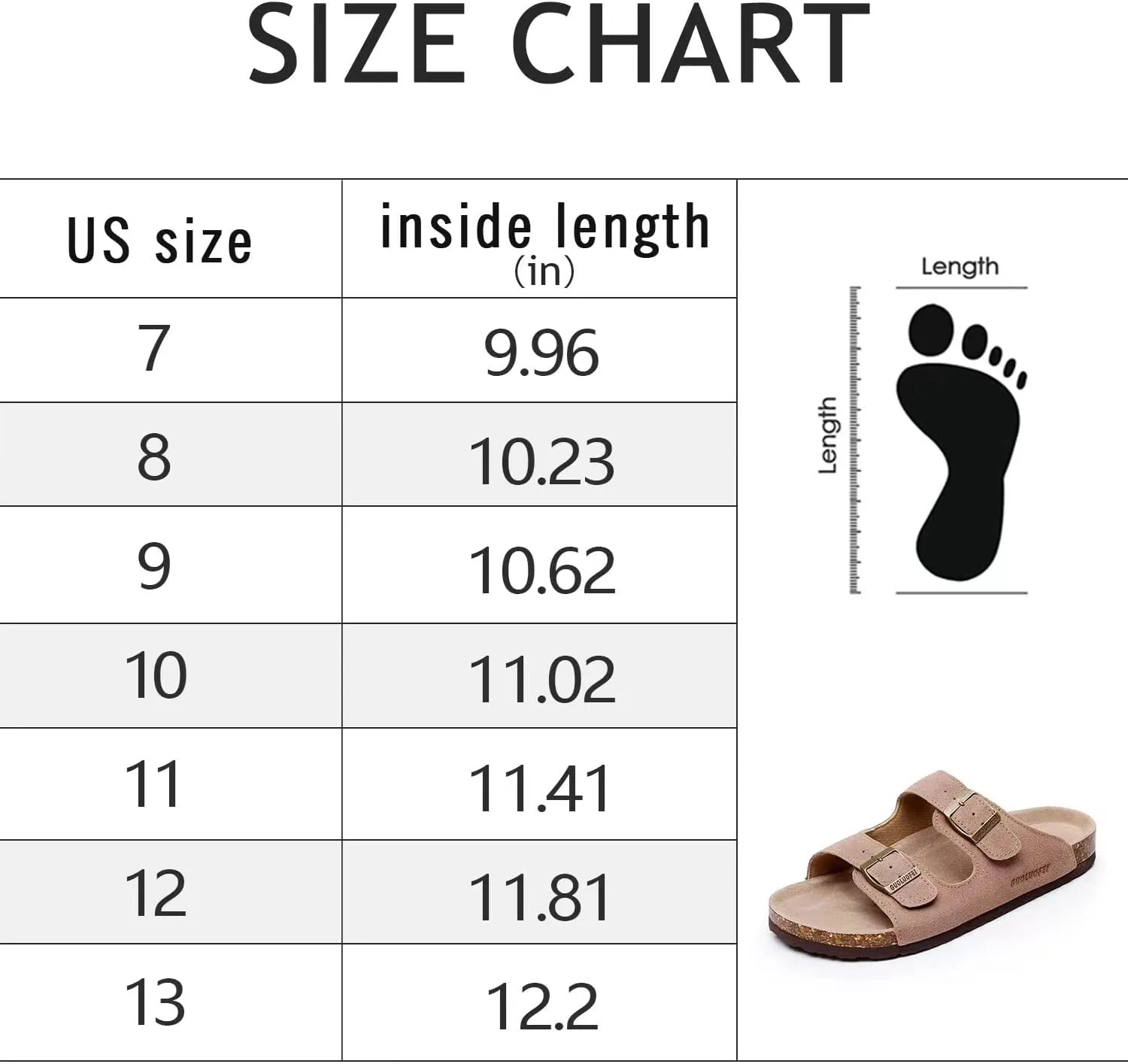 Men's Comfort Sandals with Two Adjustable Straps and Buckles, Fashionable Beach and Casual Slippers,Cork Footbed Sandals for Men