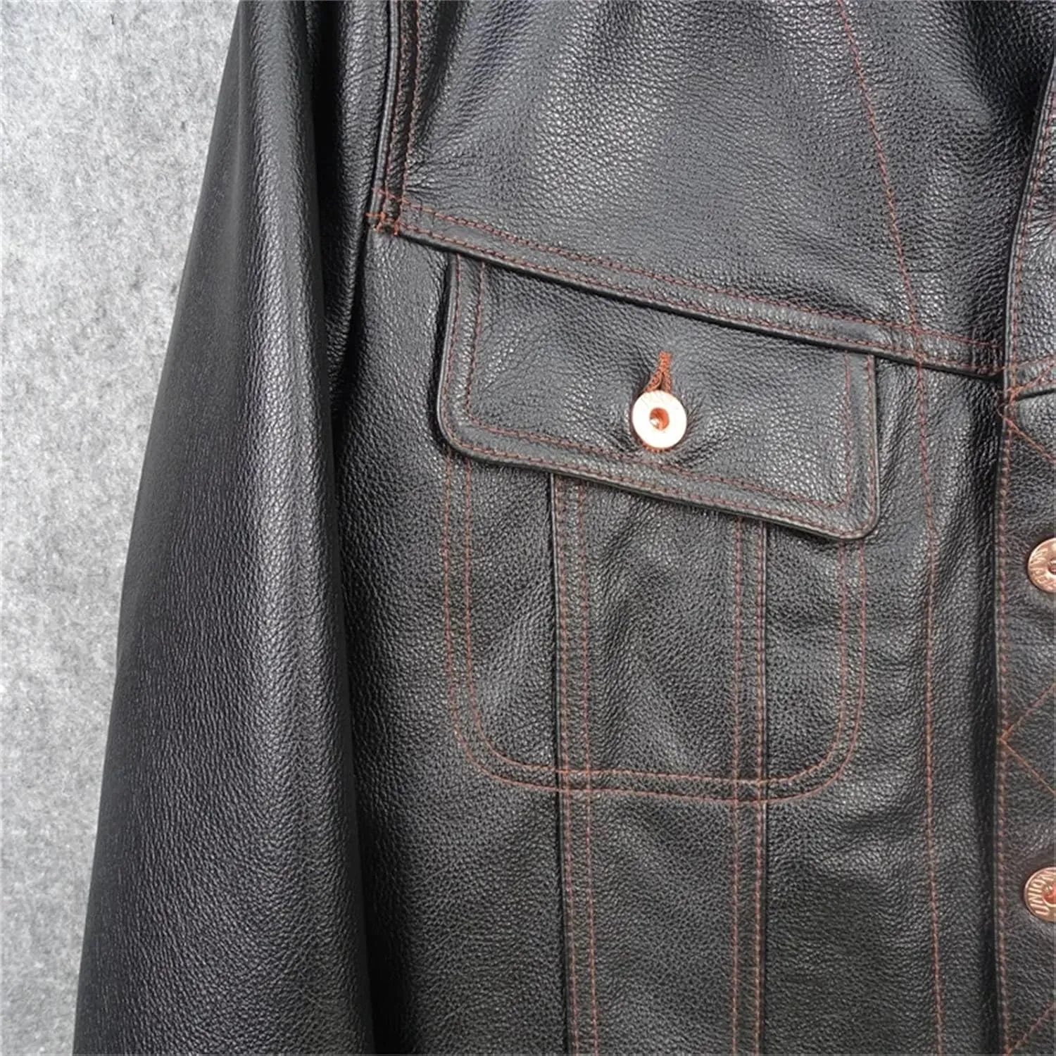 Men’s Cowhide Leather Jacket Cool Weather Vintage Finish Motorcycle Coat