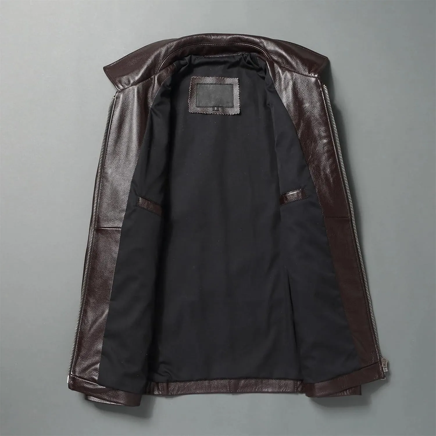 Men’s Cowhide Leather Jacket Loose Fit Spring Cool Weather Soft Casual Outerwear