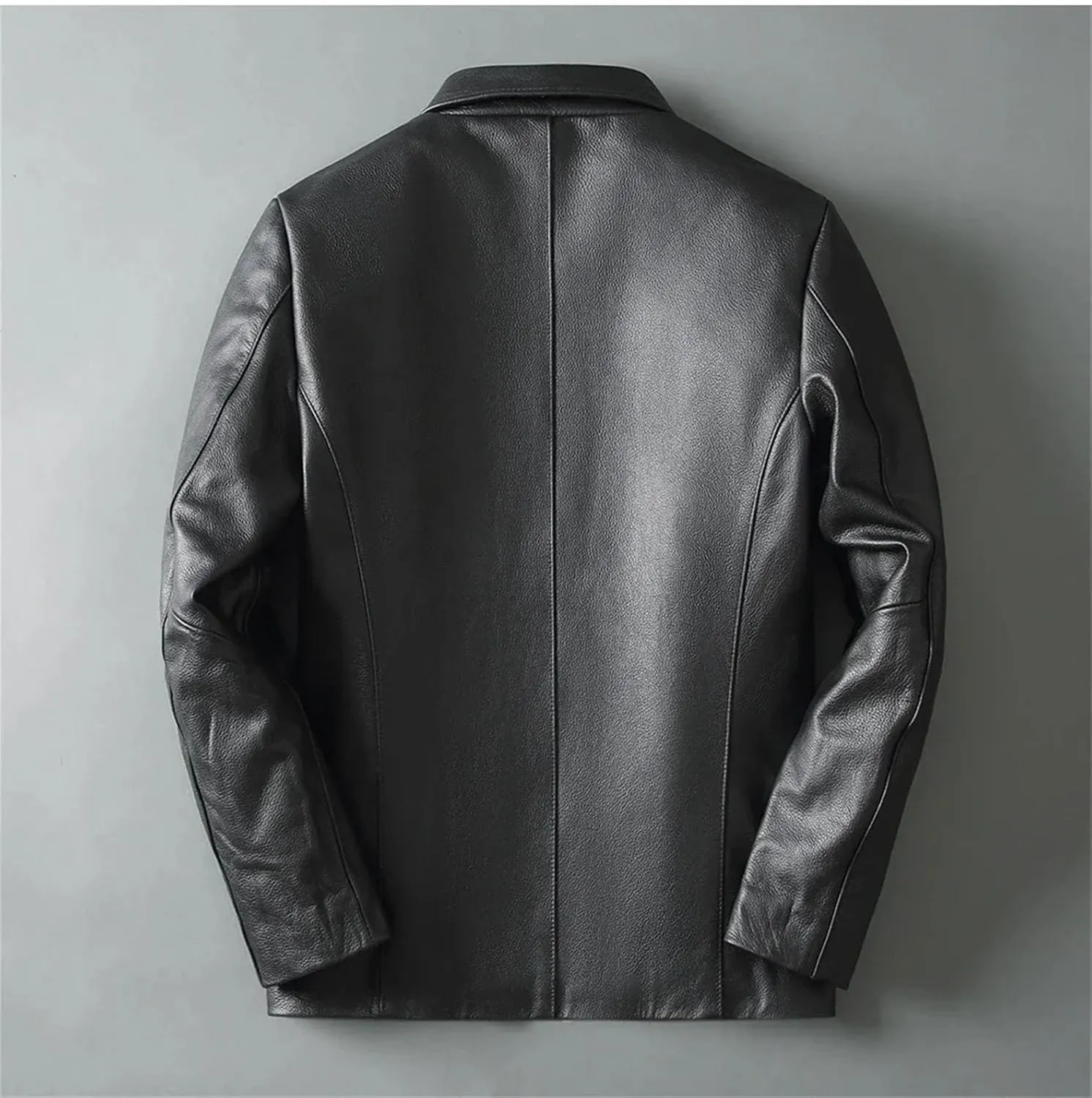 Men’s Cowhide Leather Jacket Loose Fit Spring Cool Weather Soft Casual Outerwear