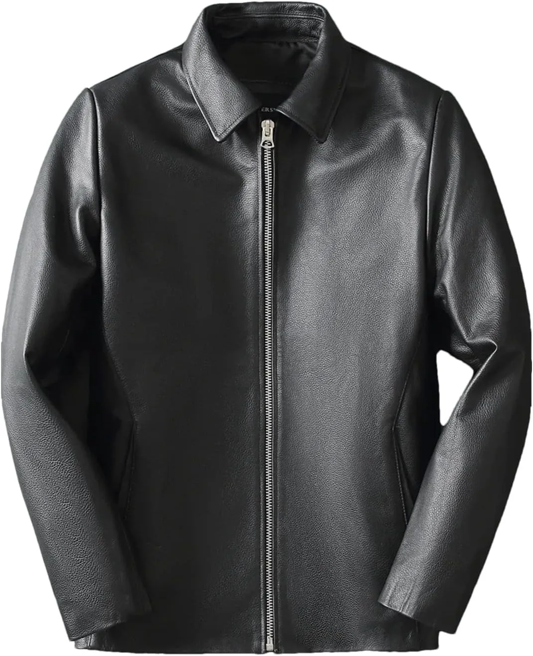 Men’s Cowhide Leather Jacket Loose Fit Spring Cool Weather Soft Casual Outerwear