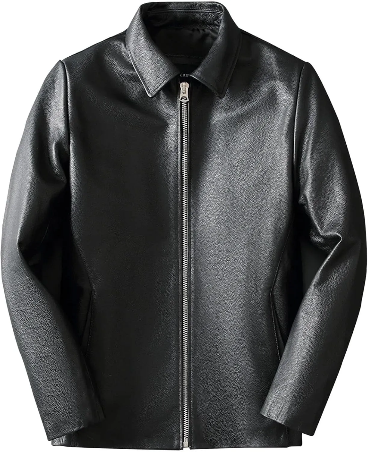 Men’s Cowhide Leather Jacket Loose Fit Spring Cool Weather Soft Casual Outerwear