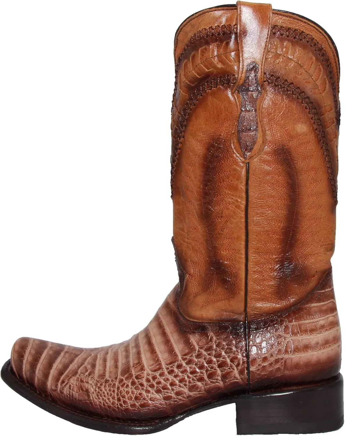 Mens Genuine Leather Caiman Crocodile Print Desgin Cowboy Western Boots