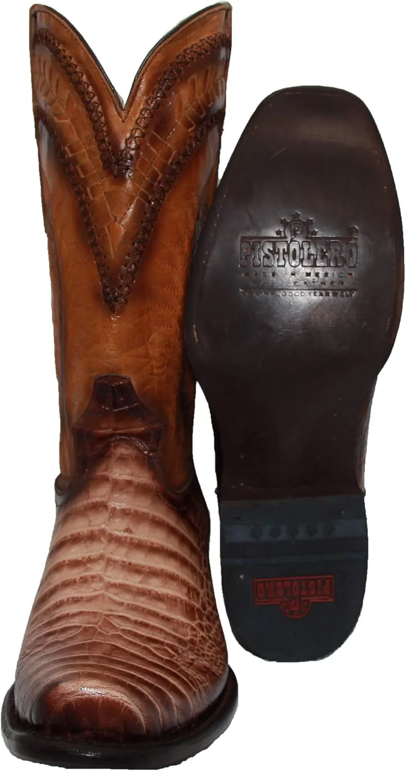 Mens Genuine Leather Caiman Crocodile Print Desgin Cowboy Western Boots