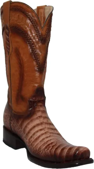 Mens Genuine Leather Caiman Crocodile Print Desgin Cowboy Western Boots