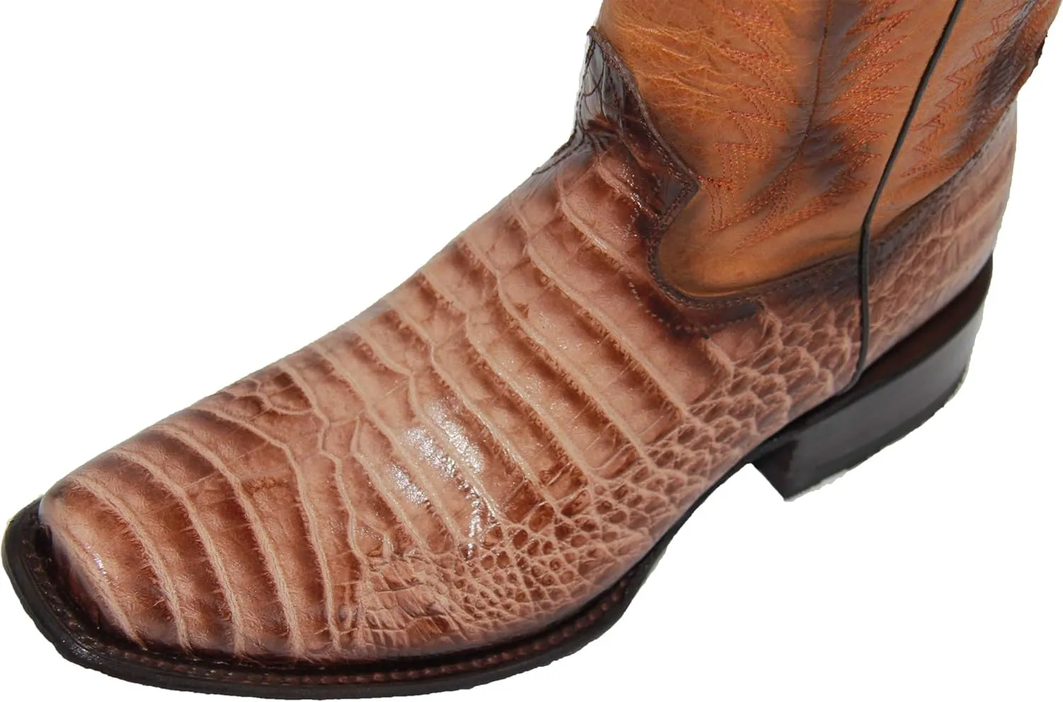 Mens Genuine Leather Caiman Crocodile Print Desgin Cowboy Western Boots