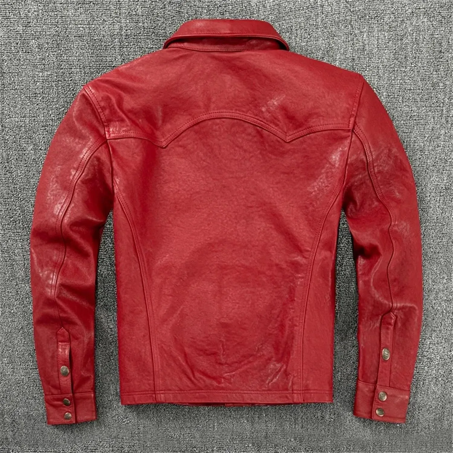 Men’s Sheepskin Leather Jacket Midweight Spring Layered Casual Coat