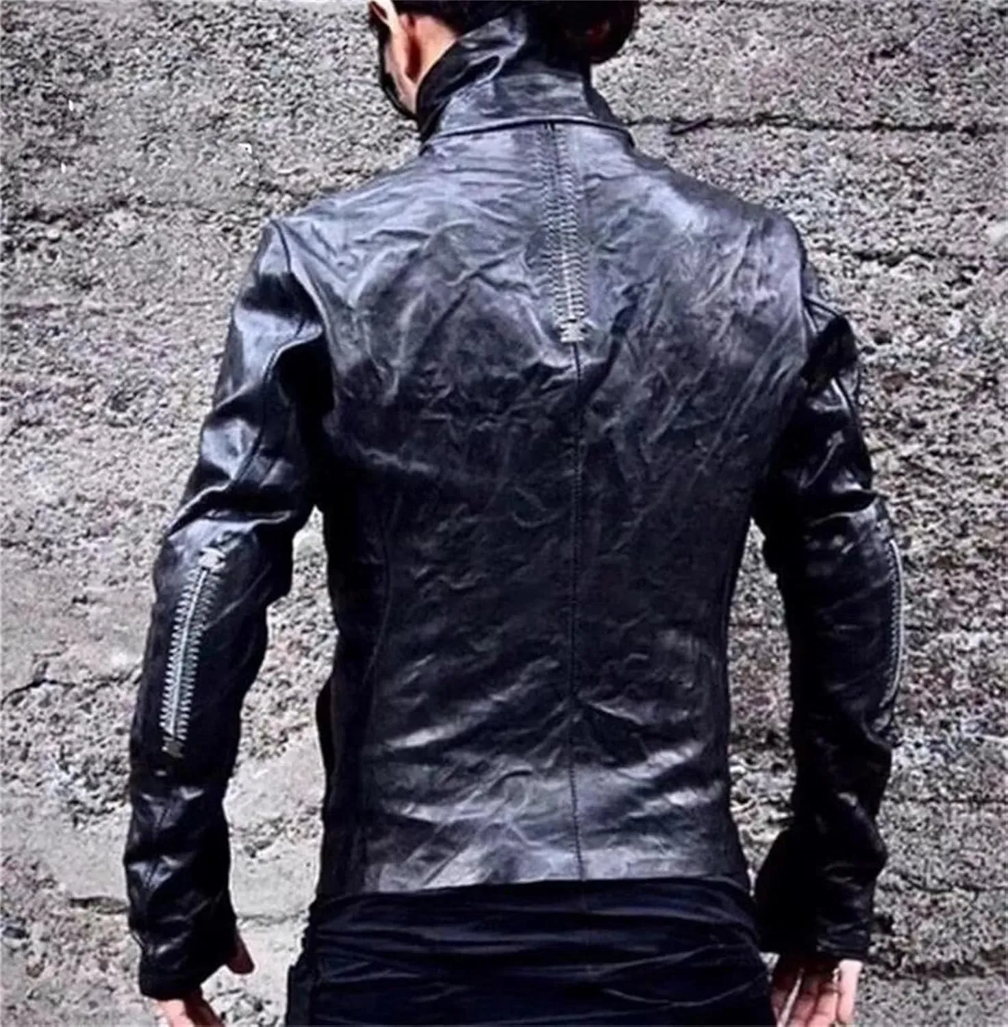 Men’s Sheepskin Leather Jacket Midweight Spring Slim Fit Layered Coat