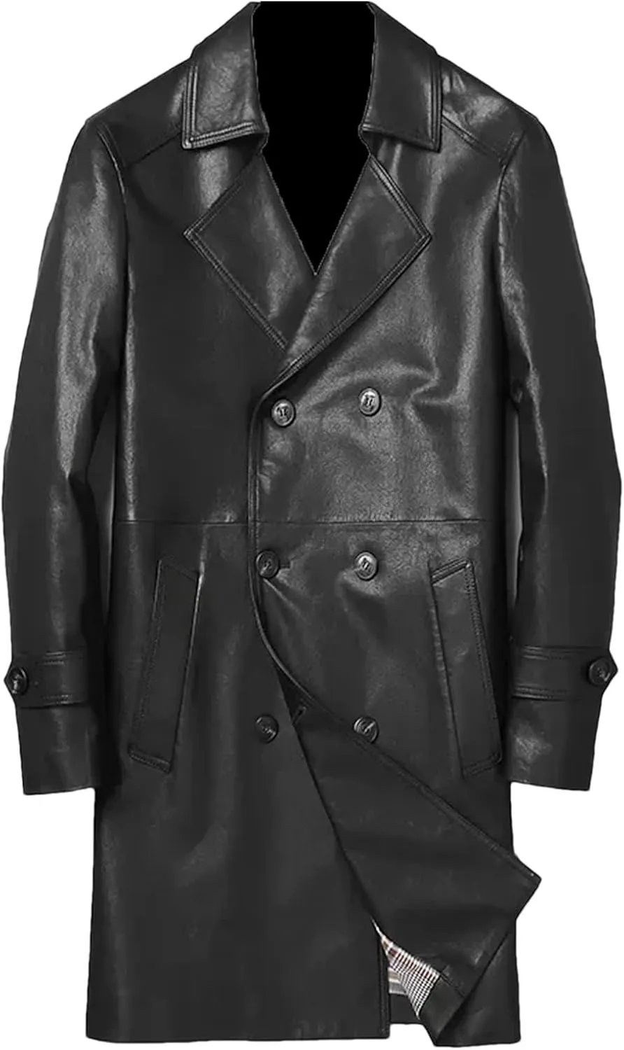 Men’s Sheepskin Leather Jacket Slim Fit Midweight Spring Business Coat