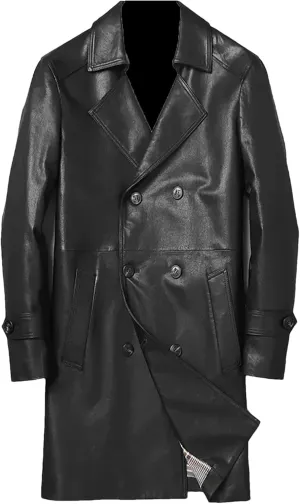 Men’s Sheepskin Leather Jacket Slim Fit Midweight Spring Business Coat