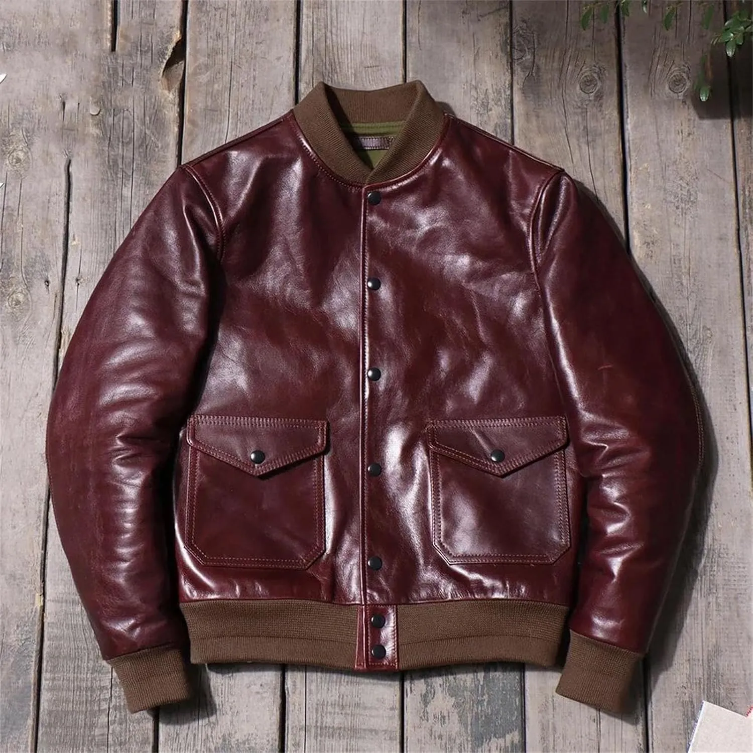 Men’s Slim Fit Goatskin Leather Jacket Minimalist Design Cool Weather Coat