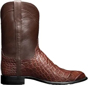 Men's Western Cowboy Boots Square Head Non-slip Side Strap Rivet Wide Calf Motorcycle Boots Leather Work Boots