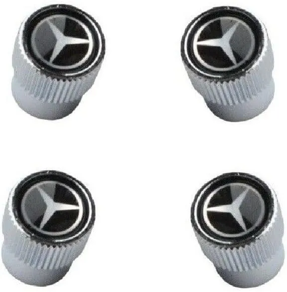 Mercedes Benz Genuine Q-6-40-8126 - Valve STEM CAPS, Black with Silver Star